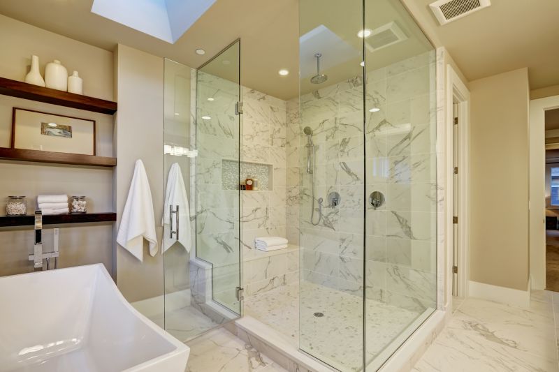 Contemporary Shower with Recessed Shelves