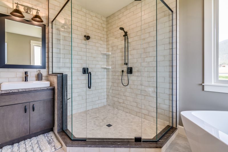 Open Walk-in Shower with Frameless Glass